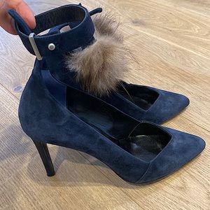 Maje Suede Navy Pumps